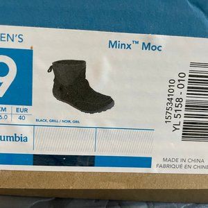 Women's Columbia Minx Moc Shorty Boot Size 9 Black